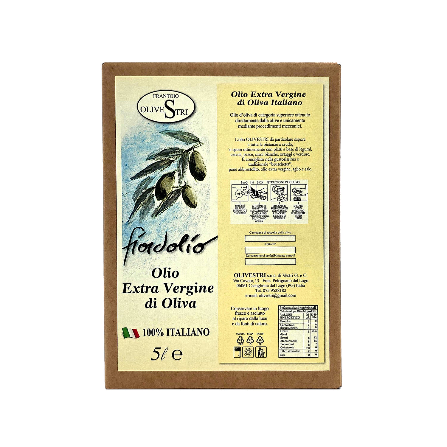 Fiordolio Extra Virgin - 5 Liter Bag in Box